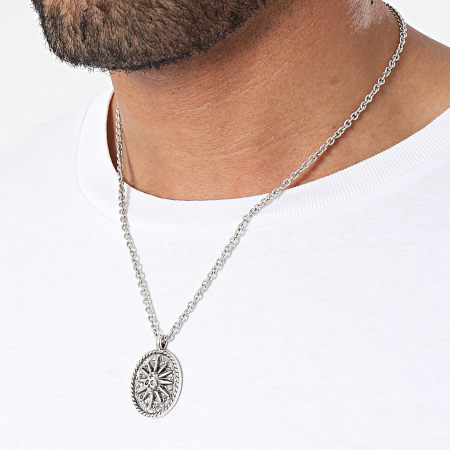 Icon Brand - Pendentif Burning Man Skull Argenté