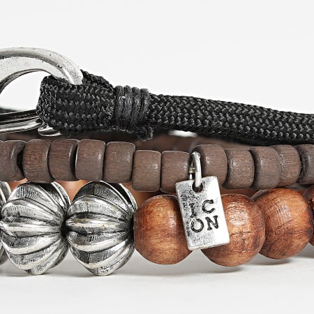 Icon Brand - Bracelet Multi-rangs Elbert Combo Marron