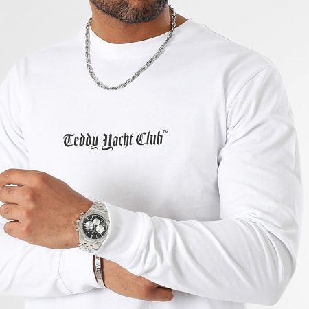 Teddy Yacht Club - Tee Shirt Manches Longues Art Series Dripping Pink Blanc