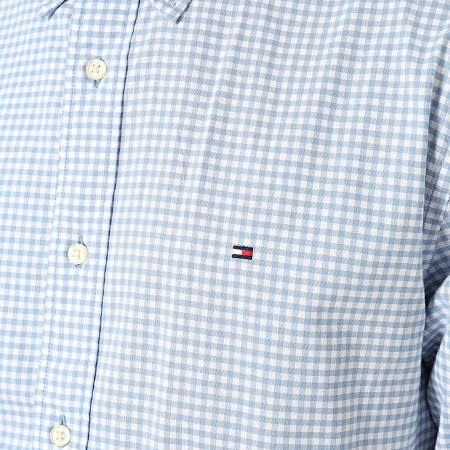 Tommy Hilfiger - Chemise Manches Longues Oxford Gingham Bleu Clair Blanc
