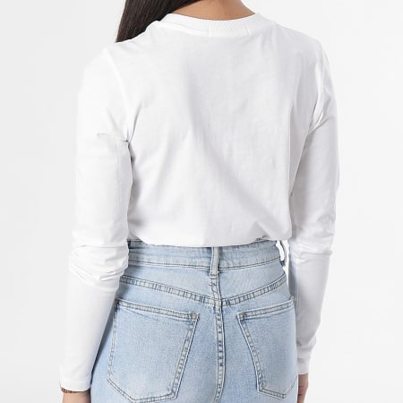 Calvin Klein - Camiseta de manga larga 2884 blanca con bordado de escudo para mujer