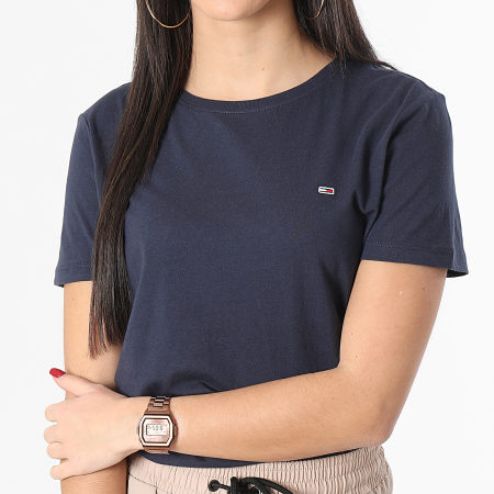 Tommy Jeans - Camiseta cuello redondo mujer Soft Jersey 4616 Azul marino