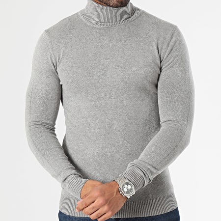 John H - Lot De 2 Pulls Col Roulé Gris Blanc