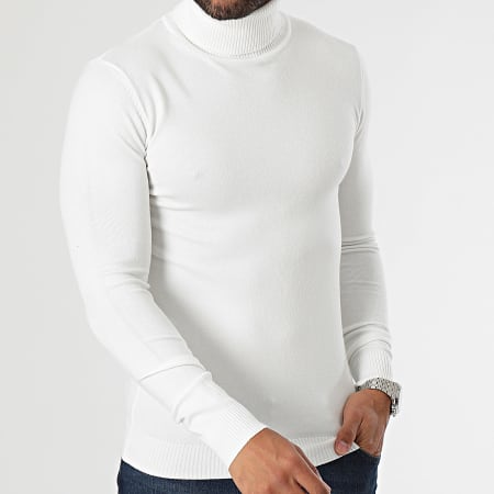 John H - Lot De 2 Pulls Col Roulé Gris Blanc