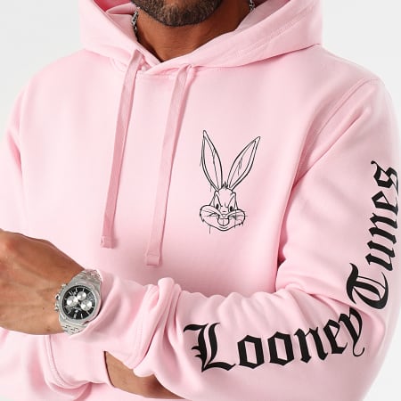 Looney Tunes - Angry Bugs Bunny Sleeves Sudadera con capucha rosa