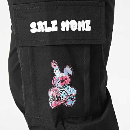 Sale Môme Paris - Pantalón cargo negro Graffiti Rabbit