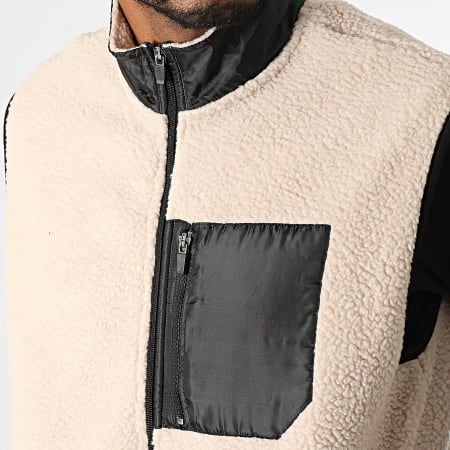 Only And Sons - Chaqueta de piel sin mangas con cremallera Just Beige