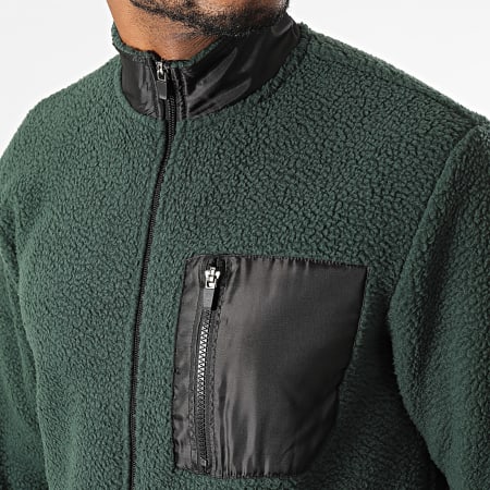 Only And Sons - Giacca in pile con zip verde scuro Just