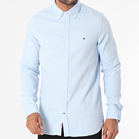 Tommy Hilfiger - Chemise Manches Longues Slim Brushed Dobby 2879 Bleu Clair