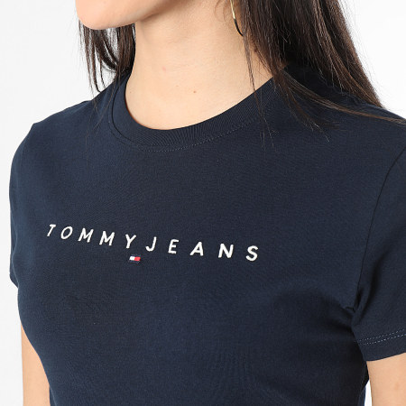 Tommy Jeans - Maglietta donna Linear 7361 girocollo blu navy