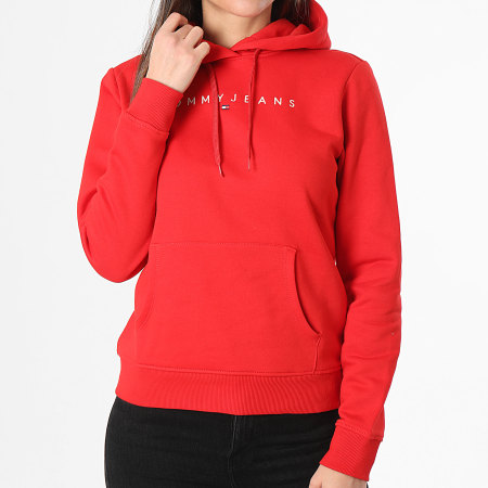 Tommy Jeans Sweat Capuche Femme Regular Linear 7324 Rouge Ryses