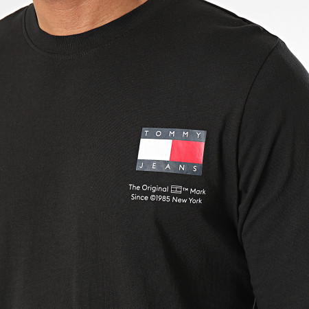 Tommy Jeans - Lot De 2 Tee Shirt Manches Longues Slim Flag 8278 Noir Blanc