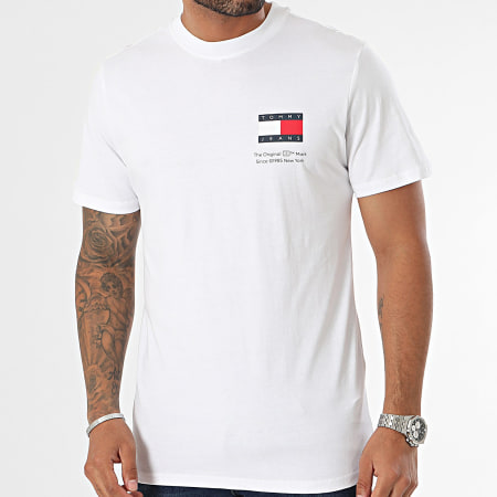 Tommy Jeans - Tee Shirt Slim Essential Flag 8263 Blanc