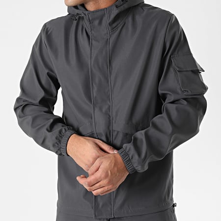 Classic Series - Conjunto de chaqueta con cremallera y pantalón cargo gris marengo