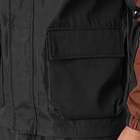 Classic Series - Conjunto de chaqueta con cremallera negra y marrón y pantalón cargo