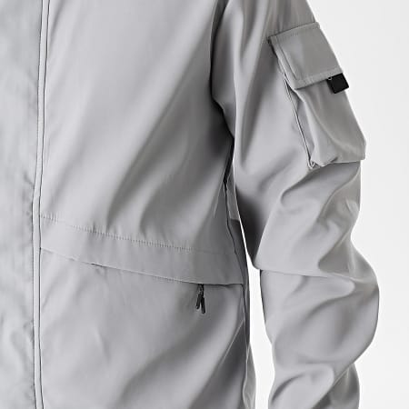 Classic Series - Conjunto de chaqueta con cremallera gris negra y pantalón cargo