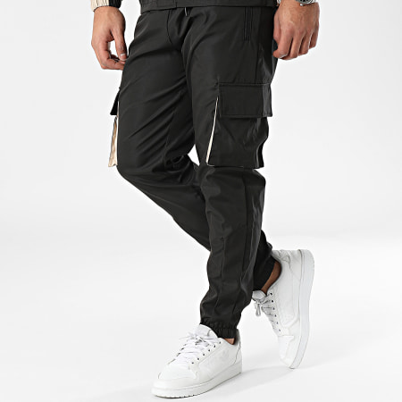 Classic Series - Set giacca con zip e pantaloni cargo beige e neri
