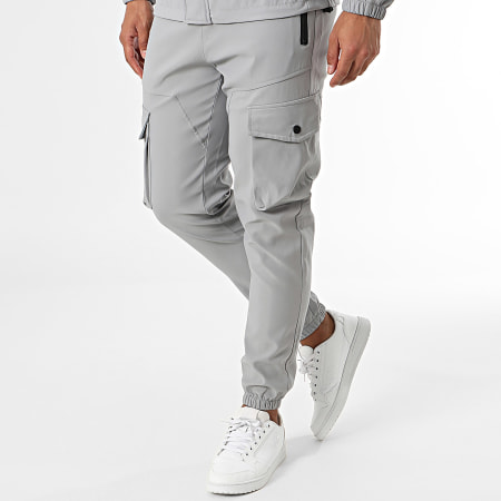 Classic Series - Set di giacca e pantaloni cargo con cappuccio grigio chiaro