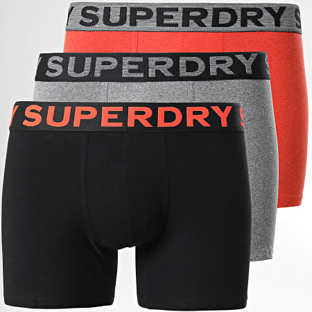 Superdry - Set van 3 boxers M3110452A Zwart Oranje Heather Grijs