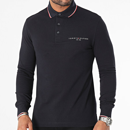 Tommy Hilfiger - Polo Manches Longues Slim Tipped Place 3217 Bleu Marine