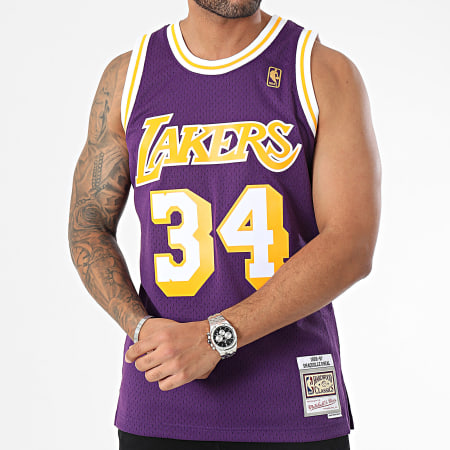 Mitchell and Ness - Maillot De Basketball Swingman Road Los Angeles Lakers Shaquille ONeal Violet