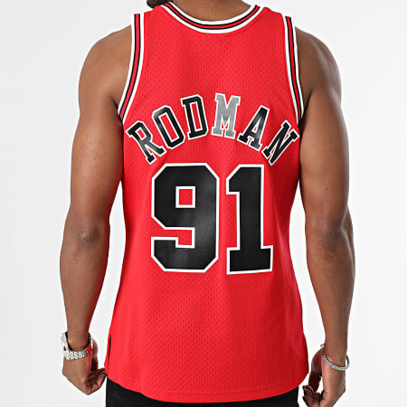 Mitchell and Ness - Camiseta de baloncesto Chicago Bulls Swingman Road Dennis Rodman Rojo