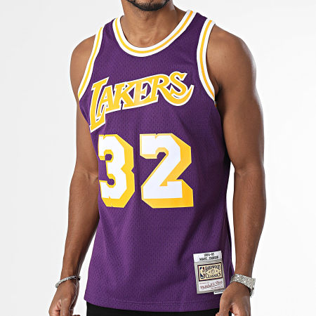 Mitchell and Ness - Maillot De Basketball Swingman Road Los Angeles Lakers Magic Johnson Violet