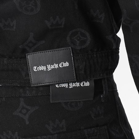 Teddy Yacht Club - Atelier Paris 0019 Conjunto de chaqueta grande negra y vaqueros