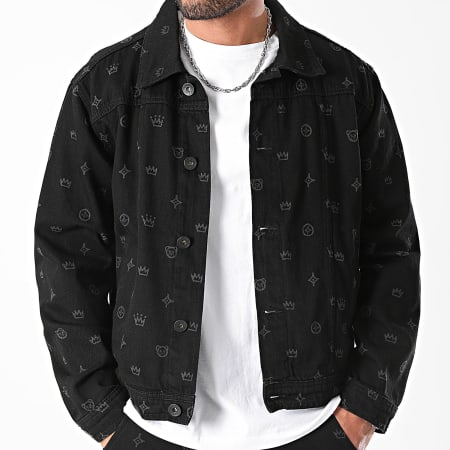 Teddy Yacht Club - Street Couture 0020 Conjunto de chaqueta y vaqueros grandes negros