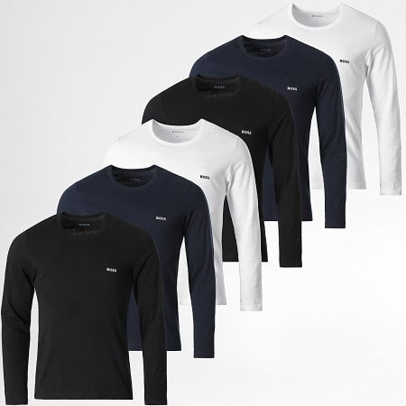 BOSS - Set van 6 T-shirts met lange mouwen 50492321 Zwart Wit Blauw Navy