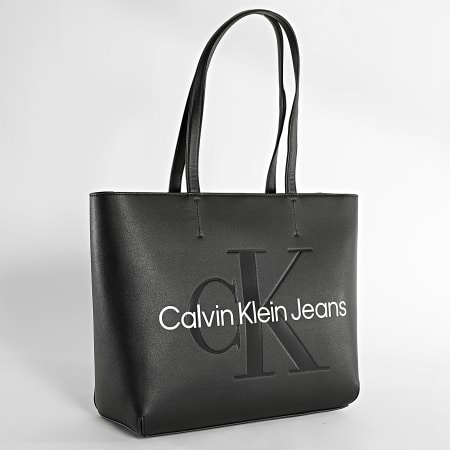 Calvin Klein - Sac A Main Femme Sculpted Shopper 0276 Noir Blanc