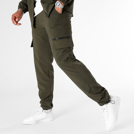 LBO - Set giacca con zip e pantaloni cargo verde kaki 0283 0287