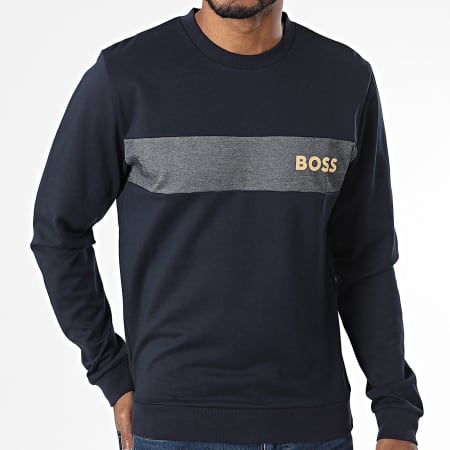 BOSS - Felpa girocollo 50503061 Blu navy Oro