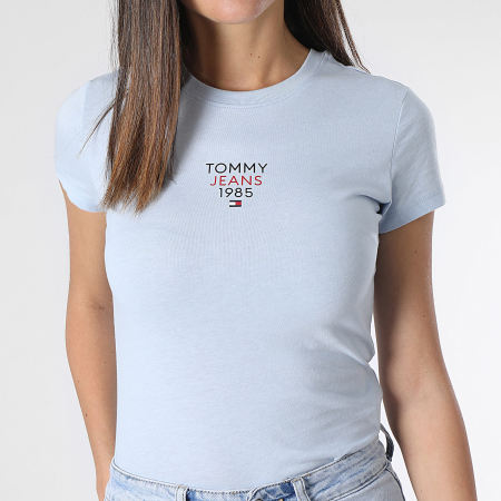 Tommy Jeans - Maglietta donna Essential Logo girocollo 7357 Azzurro