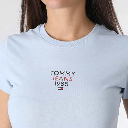 Tommy Jeans - Tee Shirt Col Rond Femme Essential Logo 7357 Bleu Clair