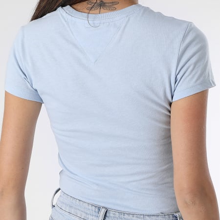 Tommy Jeans - Tee Shirt Col Rond Femme Essential Logo 7357 Bleu Clair