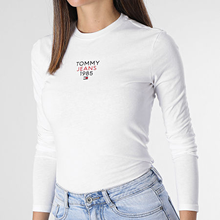 Tommy Jeans - Camiseta manga larga mujer Slim Essential Logo 7358 Blanco