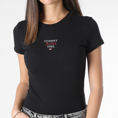 Tommy Jeans - Camiseta Essential Logo Cuello Redondo Mujer 7357 Negro