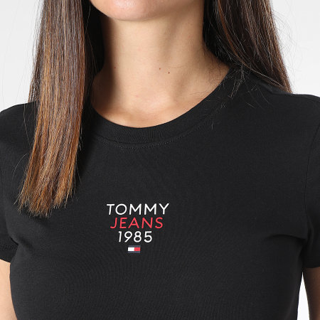 Tommy Jeans - Maglietta donna Essential Logo girocollo 7357 Nero