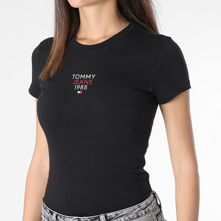Tommy Jeans - Maglietta donna Essential Logo girocollo 7357 Nero