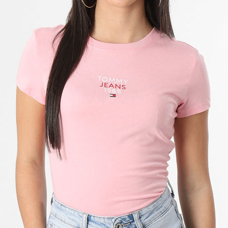 Tommy Jeans - Maglietta donna Essential Logo girocollo 7357 Rosa