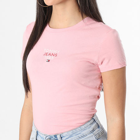 Tommy Jeans - Camiseta de mujer Essential Logo Cuello Redondo 7357 Rosa