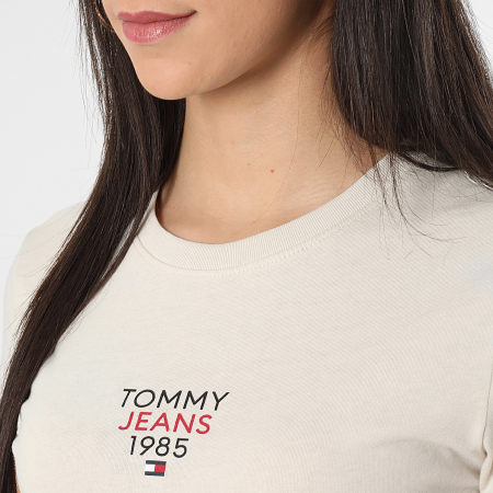 Tommy Jeans - Maglietta donna Essential Logo girocollo 7357 Beige