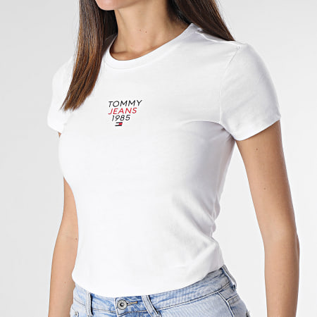 Tommy Jeans - Maglietta donna Essential Logo girocollo 7357 Bianco