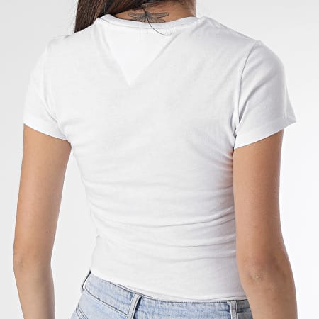 Tommy Jeans - Camiseta de mujer Essential Logo Cuello Redondo 7357 Blanco