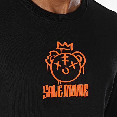 Sale Môme Paris - Sweat Crewneck Nounours King Noir Orange Fluo