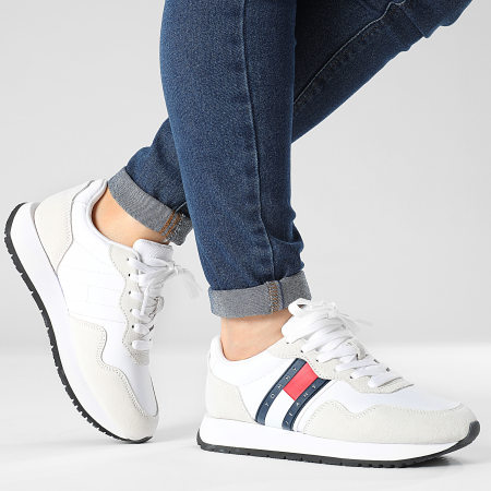 Tommy Jeans - Sneakers donna Runner Material Mix Essential 2510 Bianco