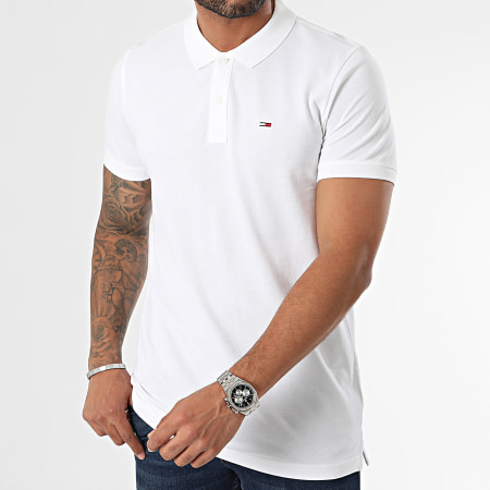 Tommy Jeans - Polo Manches Courtes Slim Placket 8312 Blanc