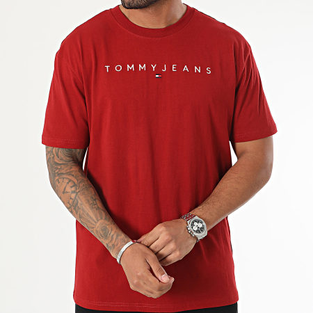 Tommy Jeans - Maglietta Linear Logo 7993 Bordeaux