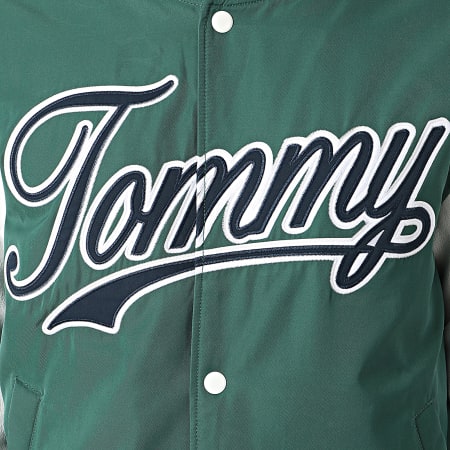 Tommy Jeans - Chaqueta Teddy Letterman 7880 Verde Blanco